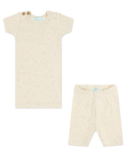 חולצה ומכנס ריב שרוול קצר - כפתורים בכתף