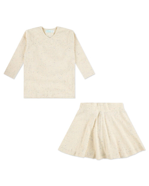 חולצה וחצאית ריב שרוול 4\3 - צווארון V