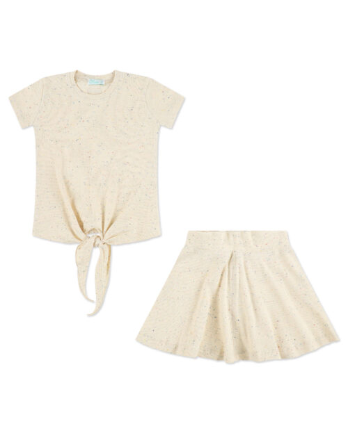 חולצה וחצאית ריב שרוול קצר - קשירה