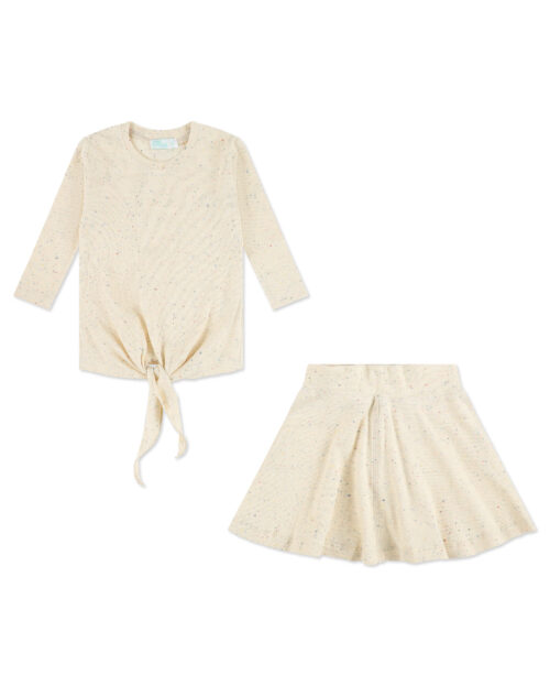 חולצה וחצאית ריב שרוול 4\3 - קשירה