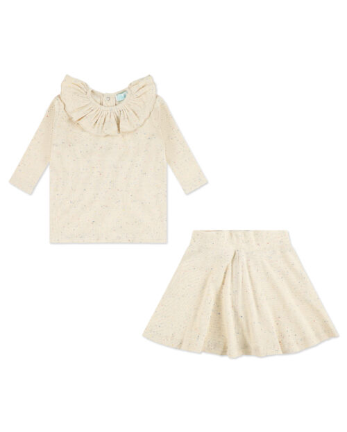 חולצה וחצאית ריב שרוול 4\3 - צווארון מלמלה